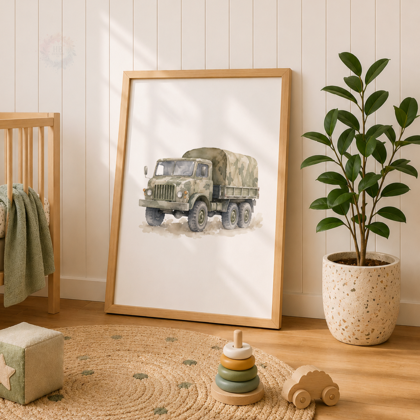 Military Vehicle Wall Art Set – Army Truck, Navy Ship & Tank Prints