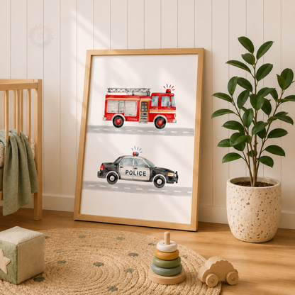 On the Move – Set of 3 Vehicle Nursery Prints