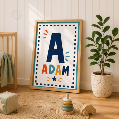 Personalised Brothers Initial Print Set – Colourful Boys Bedroom Wall Art