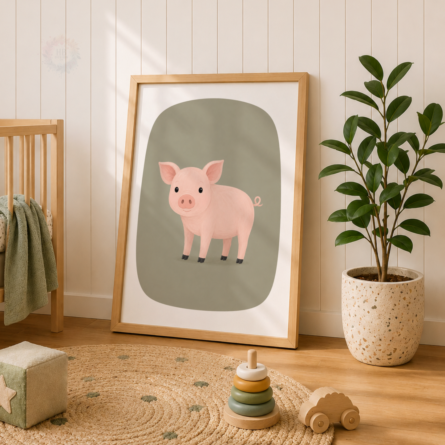 Farm Animal Nursery Prints – Pig, Cow & Sheep Wall Art Set