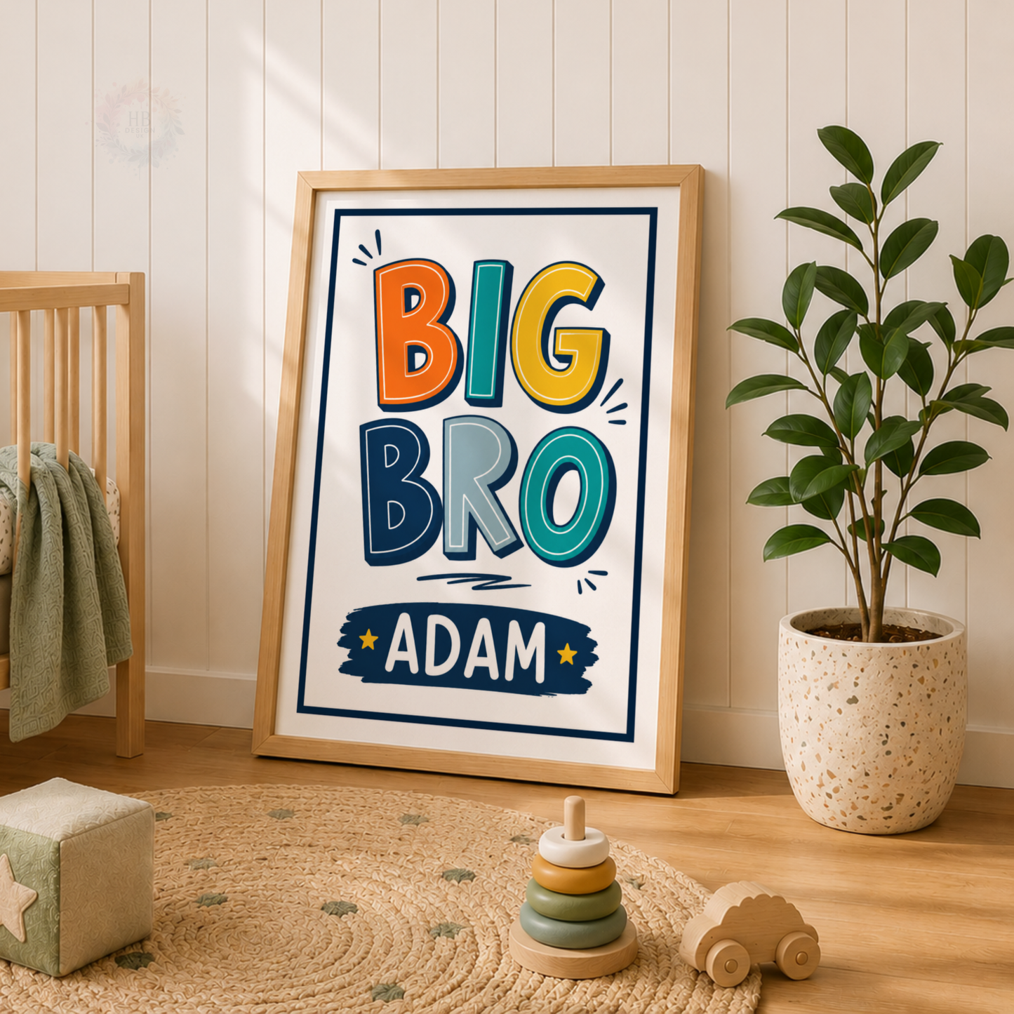 Colourful Big Bro & Lil Bro – Personalised Brothers Print Set