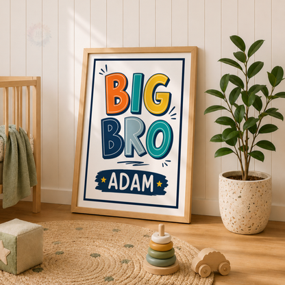 Colourful Big Bro & Lil Bro – Personalised Brothers Print Set