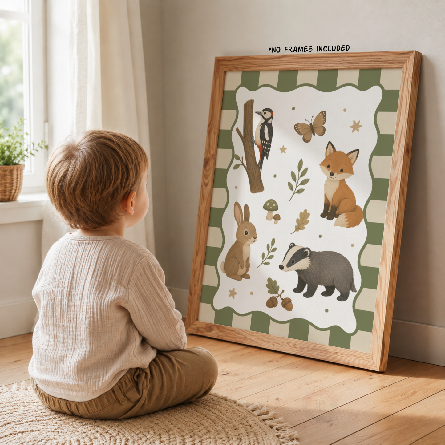 Woodland Friends – Personalised Set of 3 Woodland Animal Nursery Prints