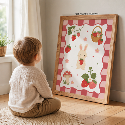 Strawberry Garden – Personalised Set of 3 Nursery Prints