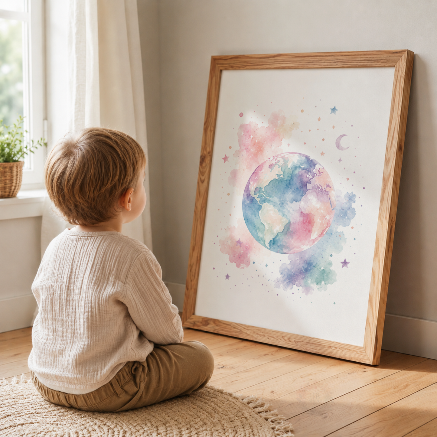 Pastel Space Adventure Prints – Set of 3 Watercolour Nursery Wall Art