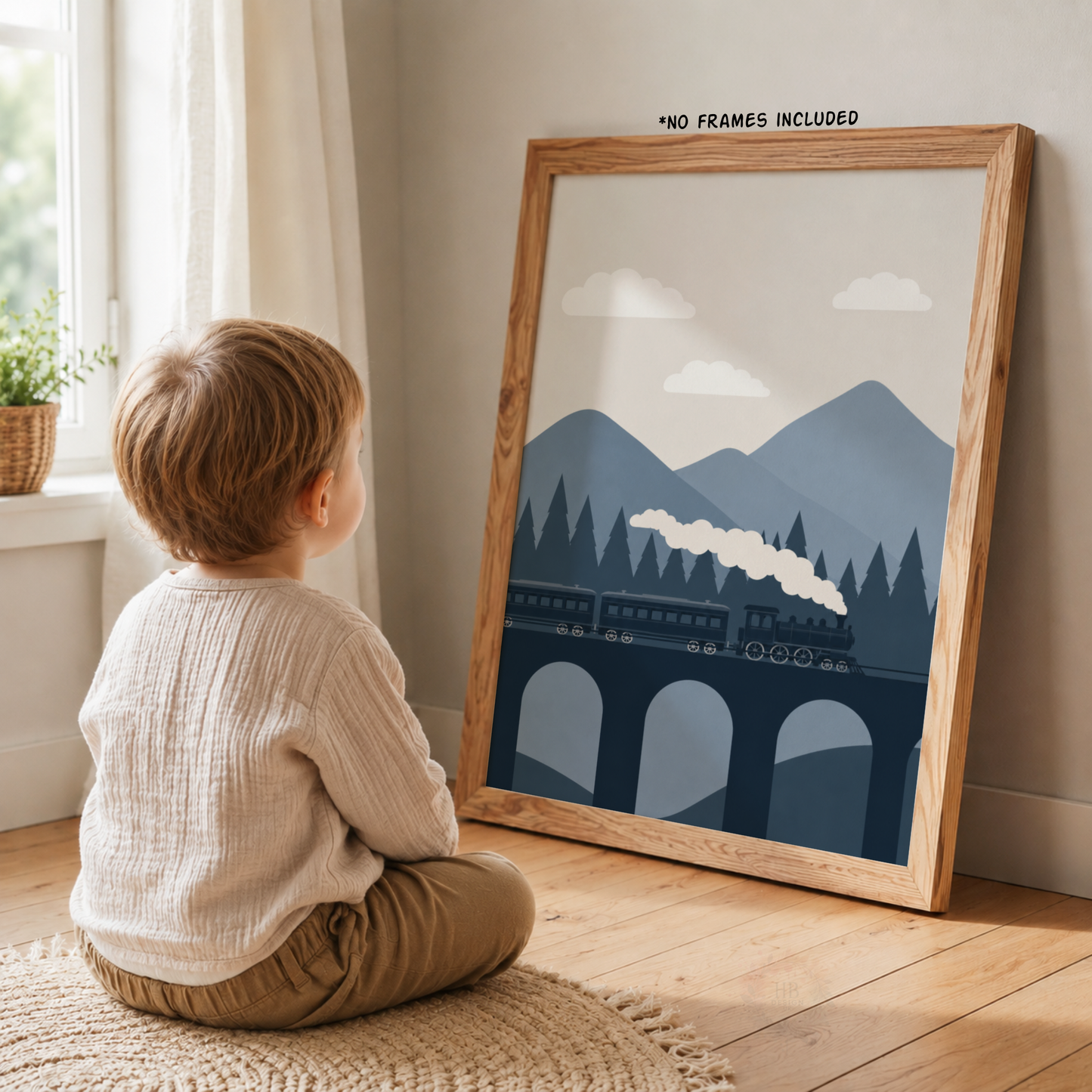 Vintage Train Wall Art Set – Mountain Railway Nursery Prints