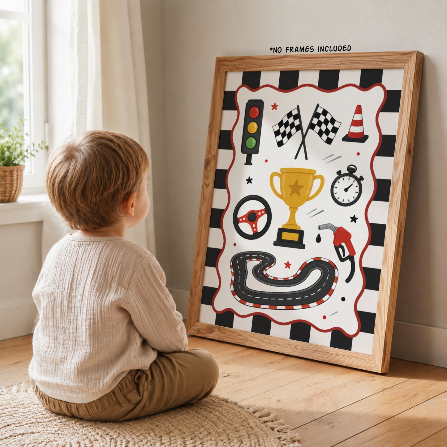 Race Day – Personalised Set of 3 Racing Car Nursery Prints
