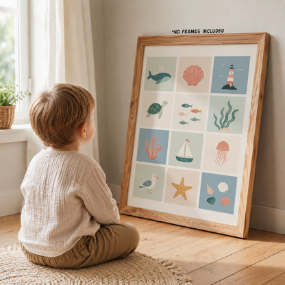 Personalised Ocean Wall Art Set – Adam Under the Sea Nursery Prints