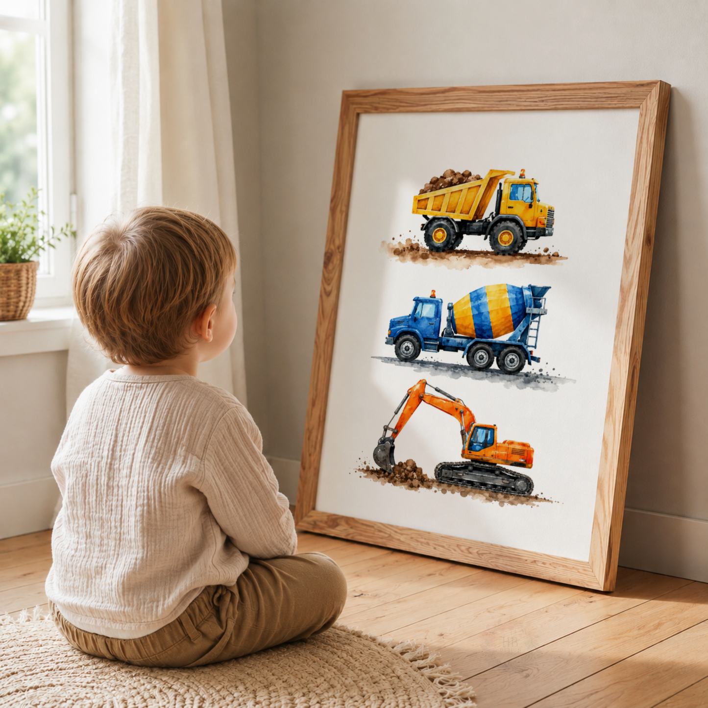 Dig & Build – Personalised Set of 3 Construction Vehicle Nursery Prints