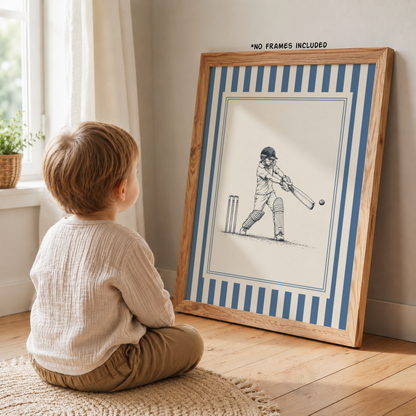 Boys Sports Wall Art Set – Cricket Rugby & Football Prints