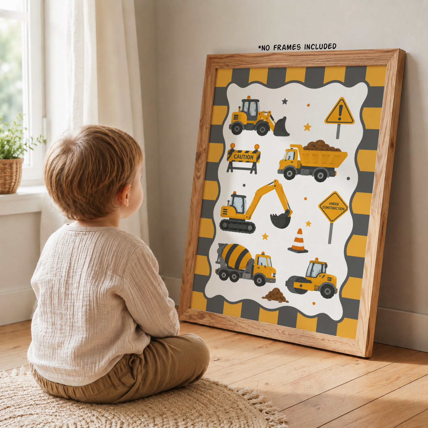 Little Builder – Personalised Set of 3 Construction Nursery Prints
