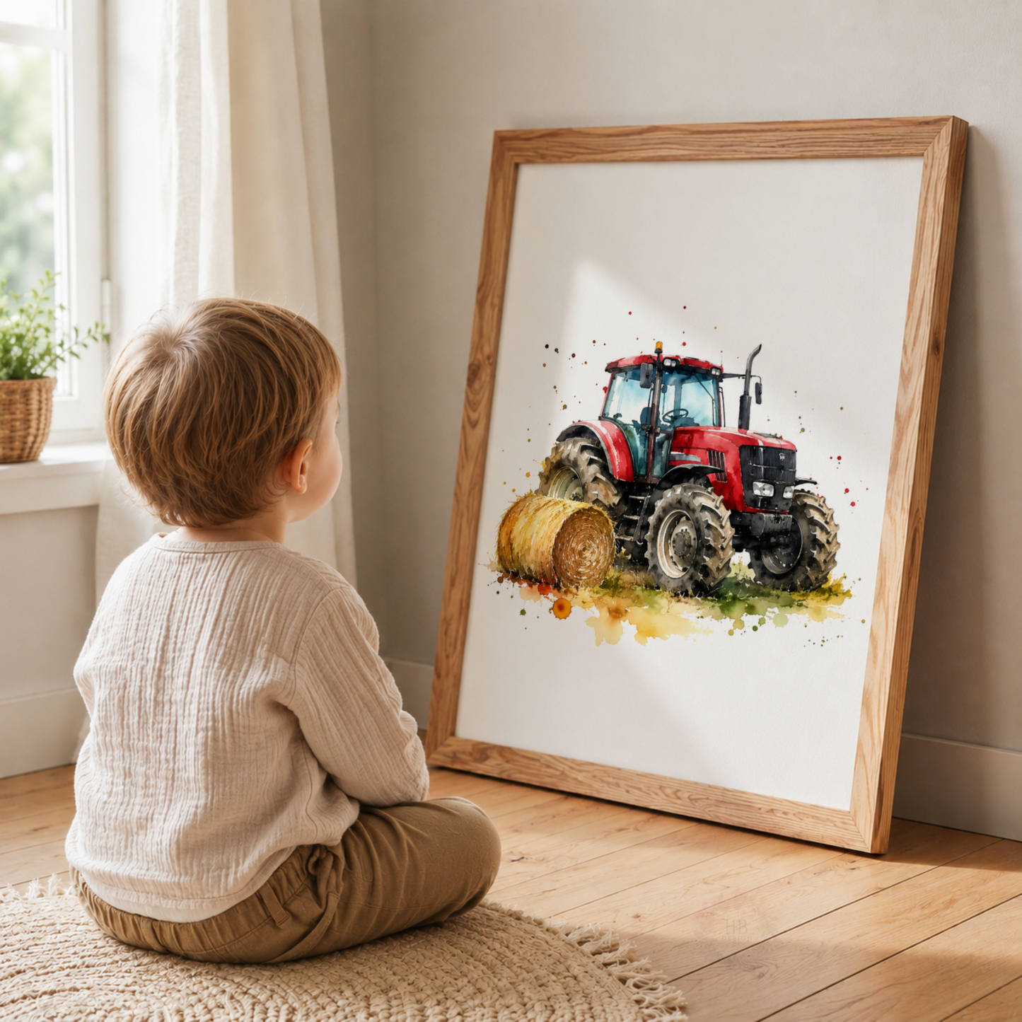 Tractor Trio – Personalised Set of 3 Watercolour Tractor Nursery Prints