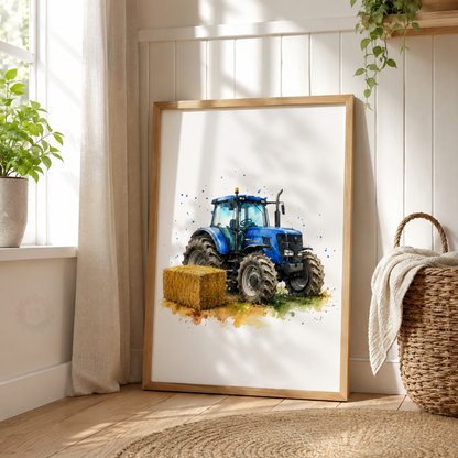 Tractor Trio – Personalised Set of 3 Watercolour Tractor Nursery Prints