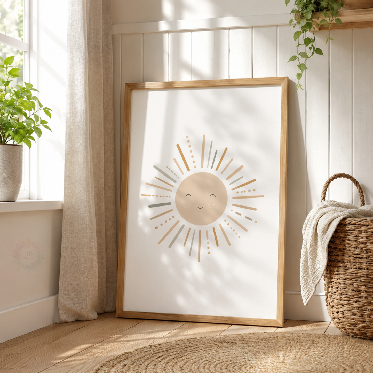 Sun Moon & Star Nursery Prints – Set of 3 Neutral Celestial Wall Art