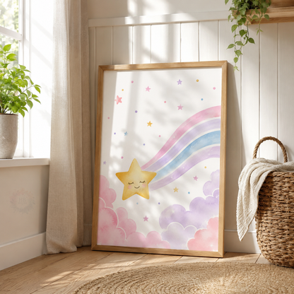 Unicorn Rainbow Nursery Prints – Pastel Girls Bedroom Wall Art Set