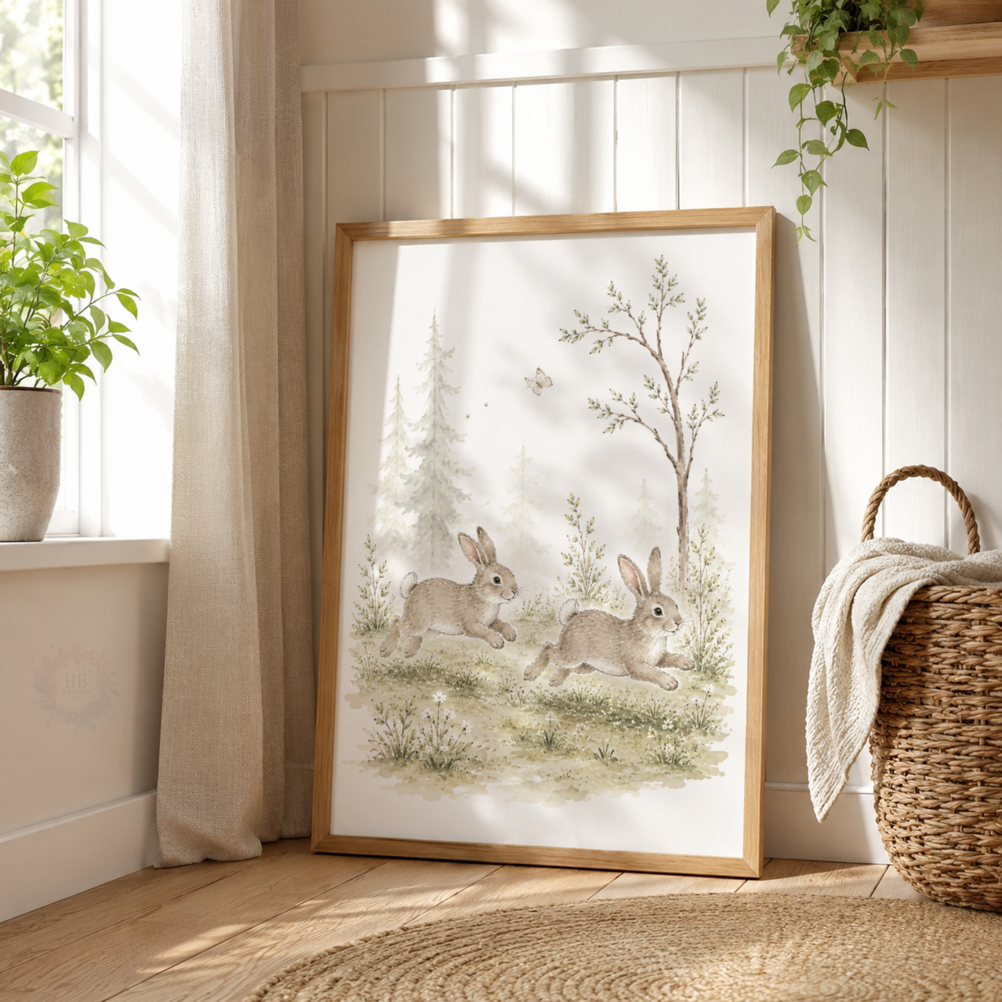Woodland Animal Nursery Prints – Fox, Badger, Rabbits, Hedgehog & Squirrel Wall Art Set