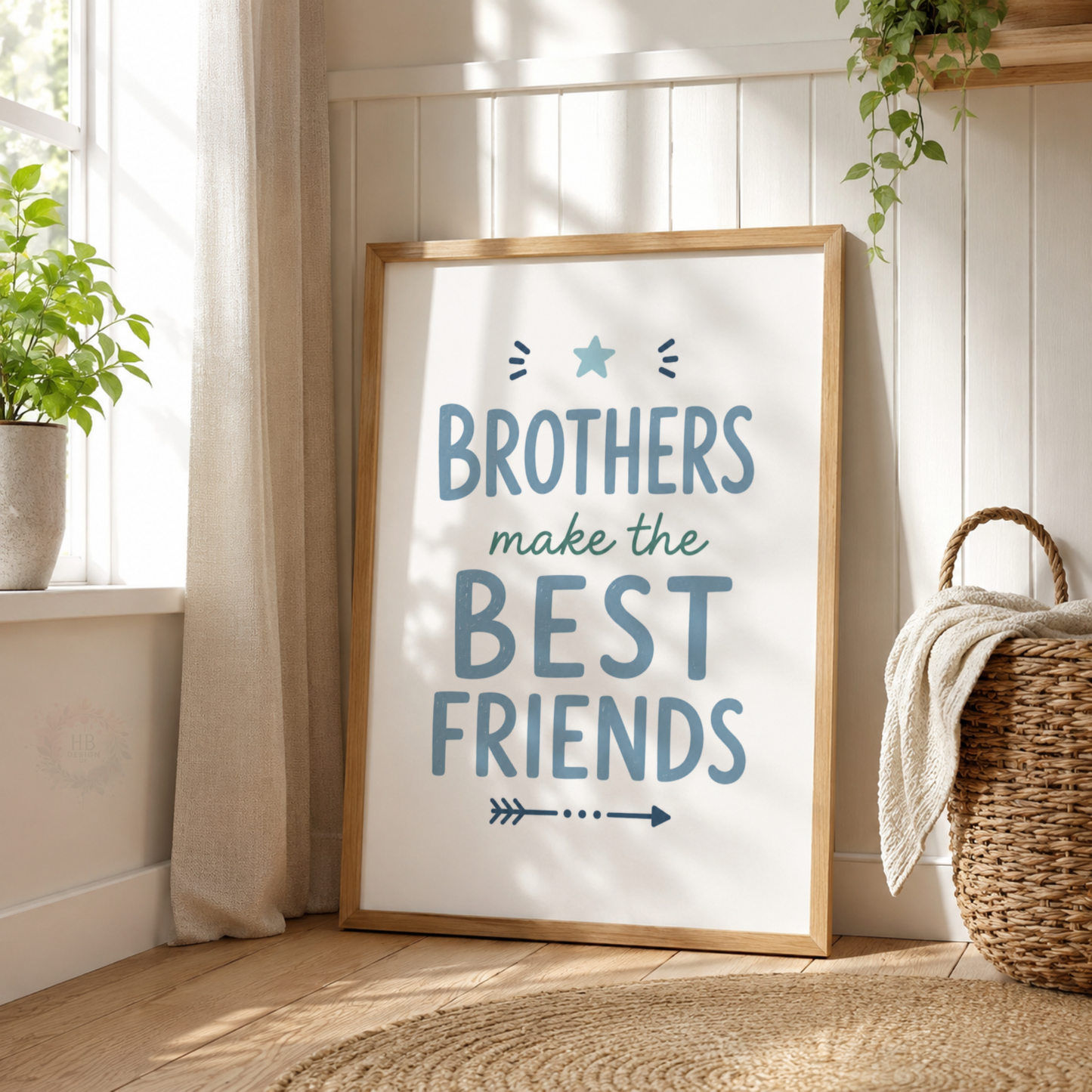 Big Bro, Little Bro – Personalised Set of 3 Blue Brothers Prints