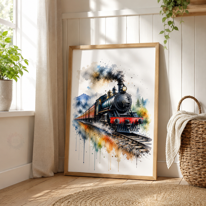 Steam Train Wall Art Set – Watercolour Railway Prints