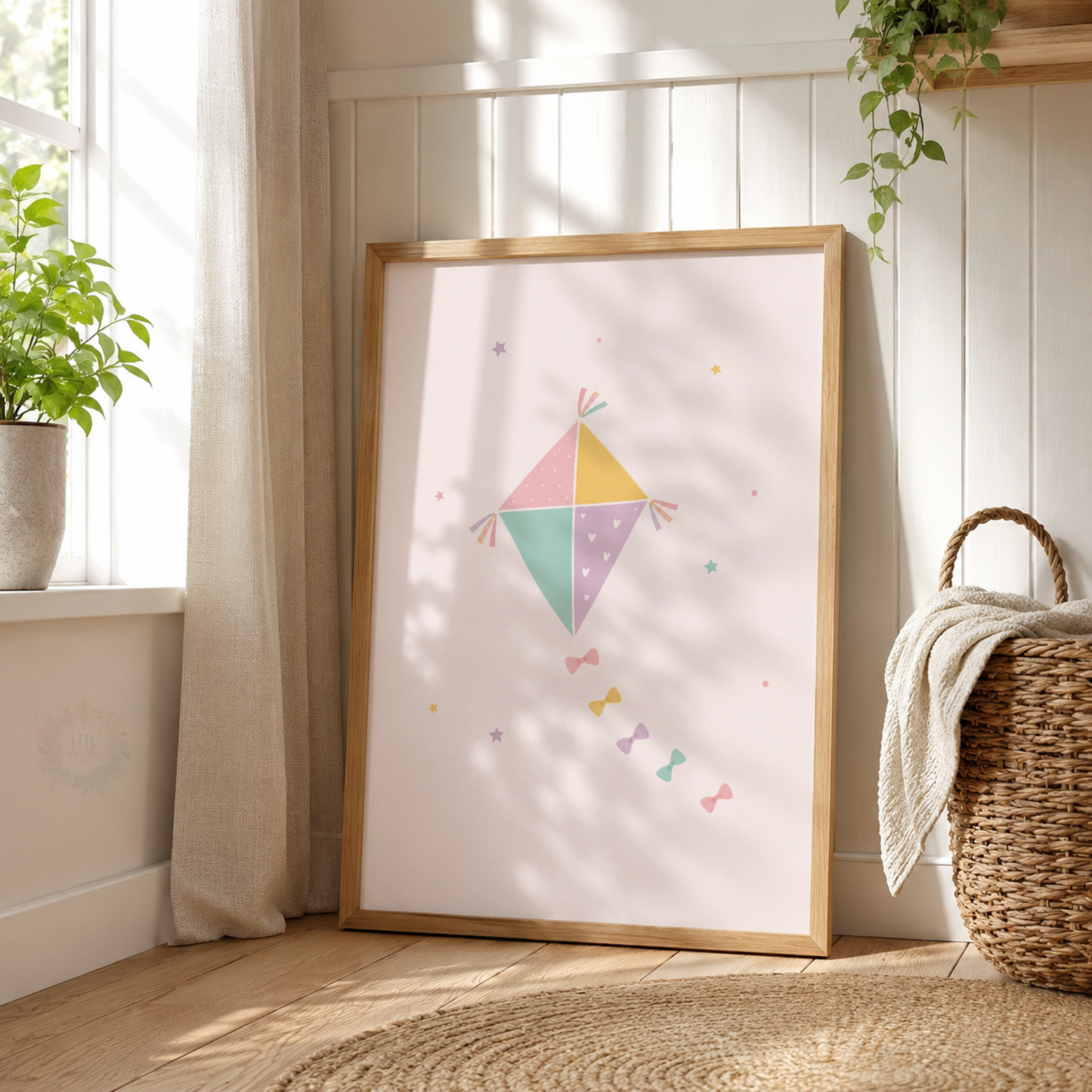 Rainbow & Shooting Star Nursery Prints – Set of 3 Colourful Girls’ Wall Art