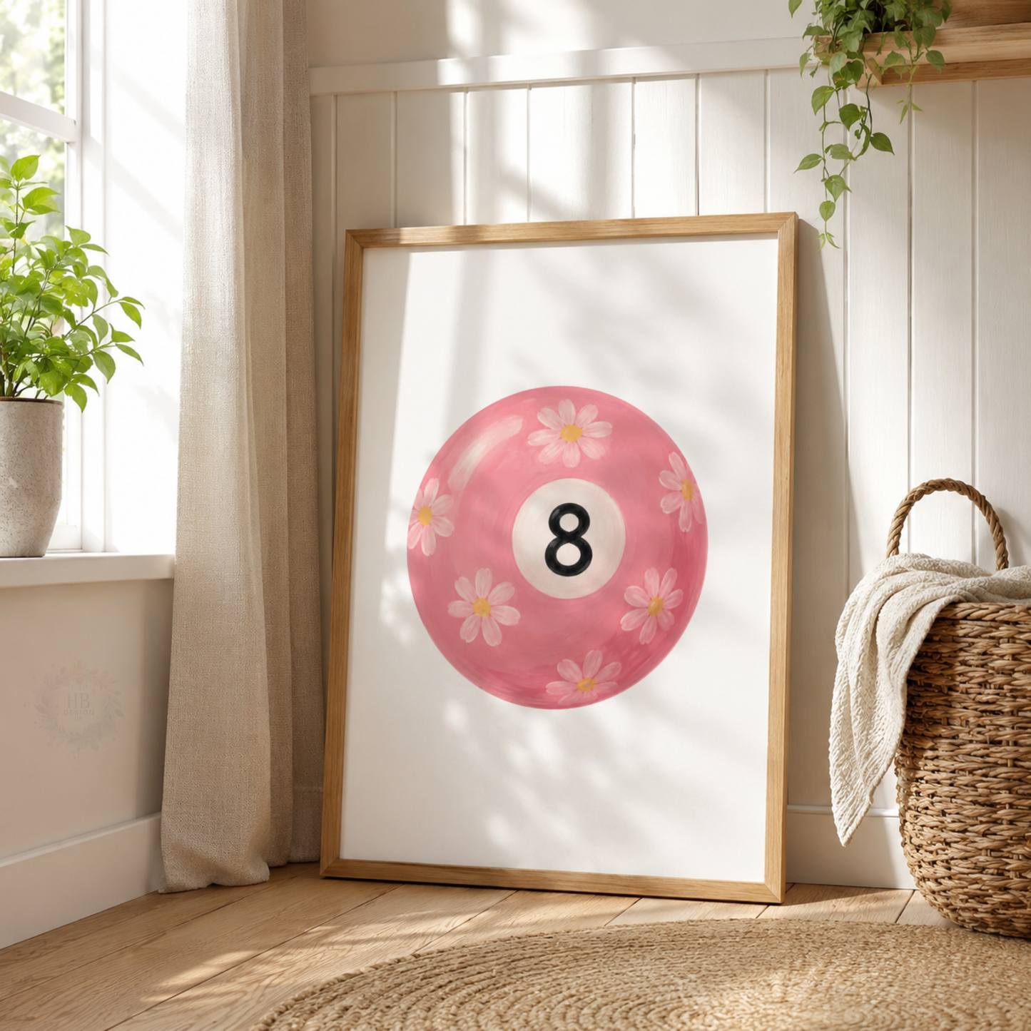 Pink Retro Wall Art Print Set – 8 Ball, Playing Card & Disco Ball