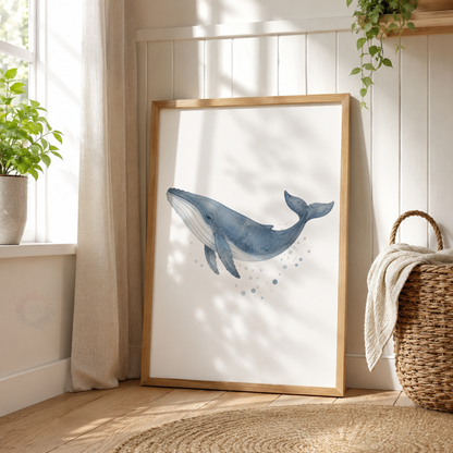 Ocean Animal Wall Art Print Set – Whale, Dolphin & Shark