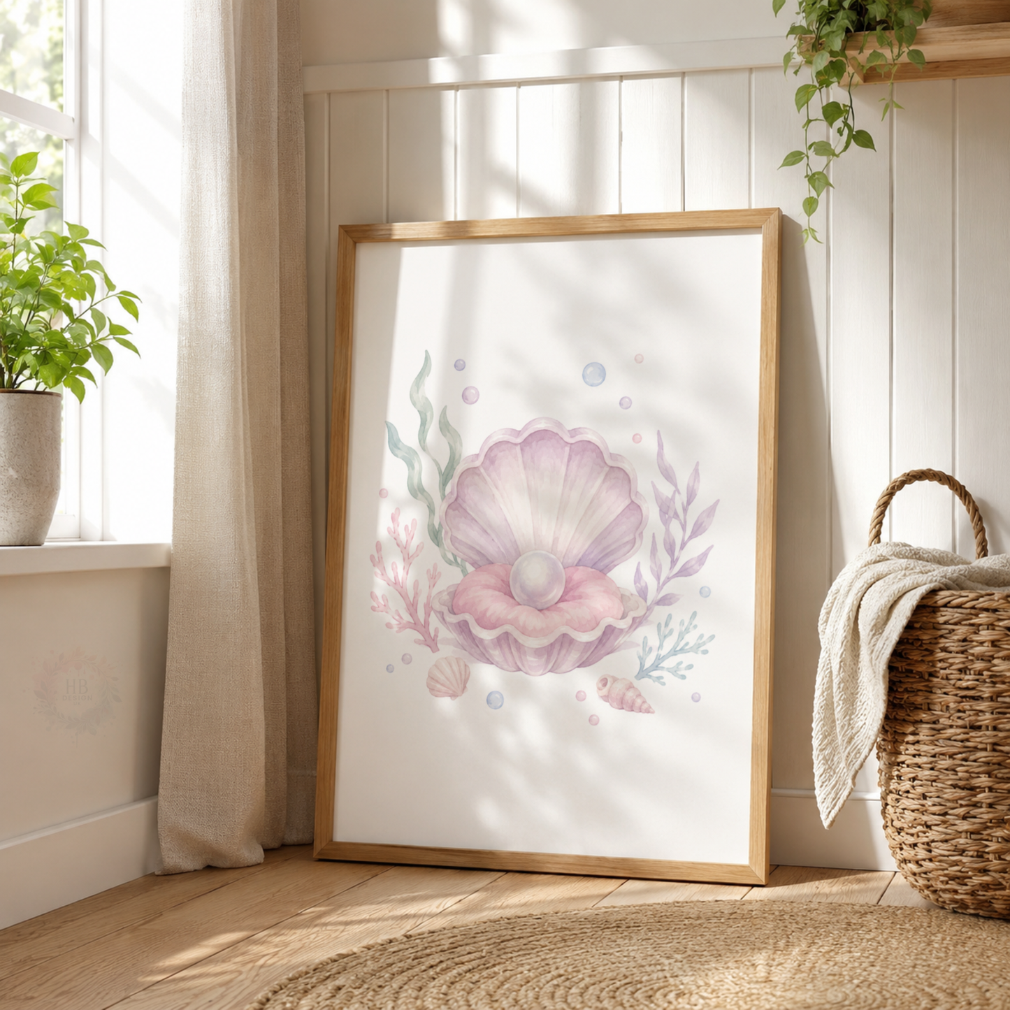 Mermaid Nursery Prints – Seashell, Pearl & Under the Sea Wall Art Set