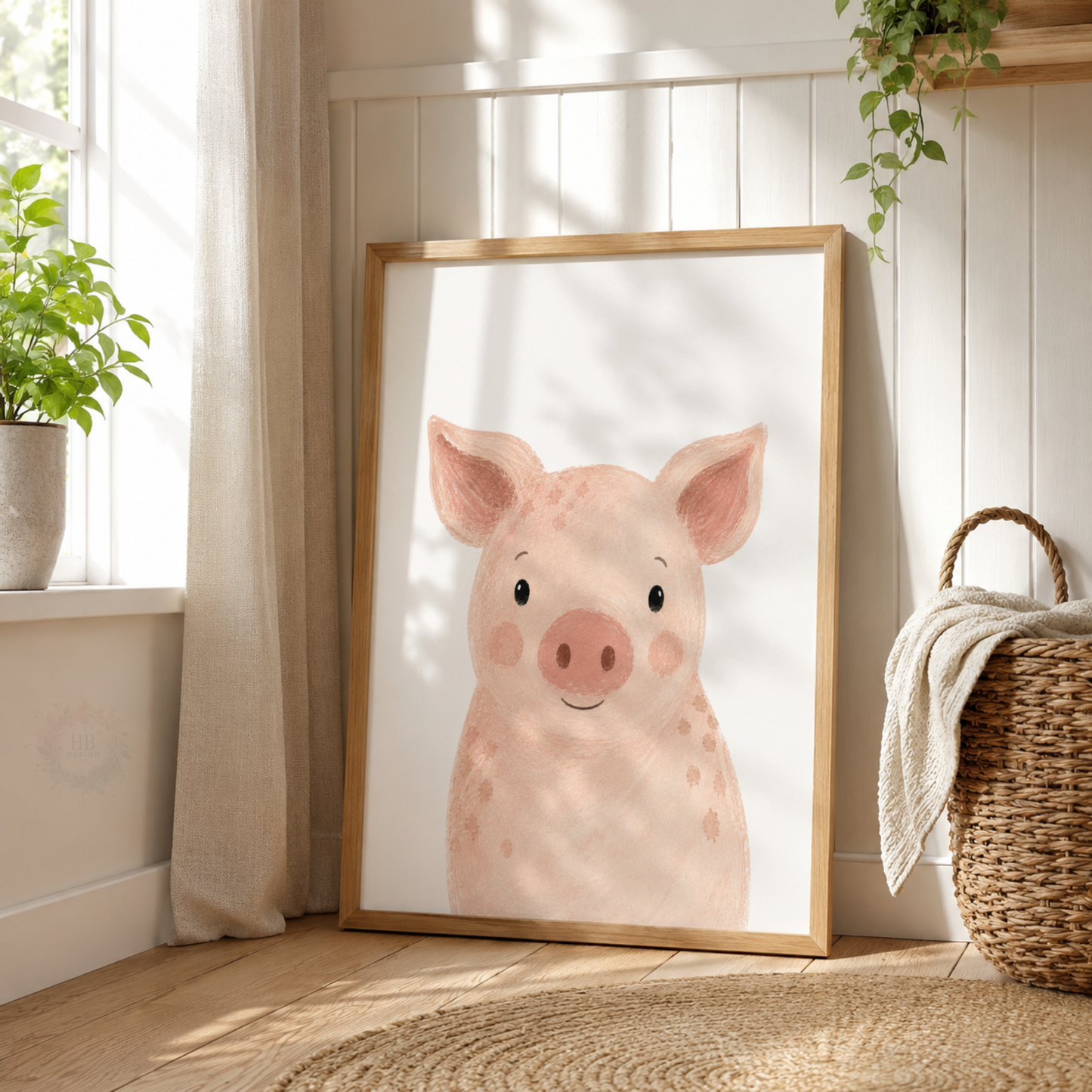 Farm Animal Nursery Wall Art Print Set – Pig, Cow & Horse