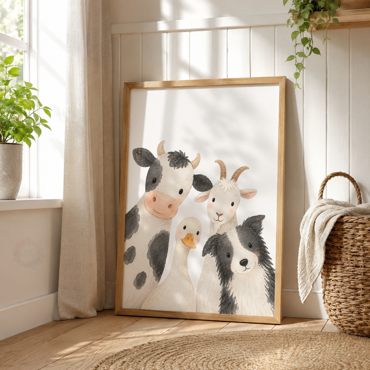 Cute Farm Animal Nursery Prints – Set of 3 Watercolour Farmyard Wall Art