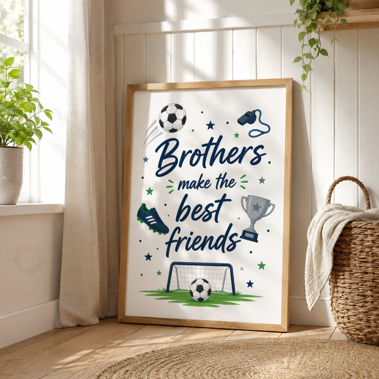 Football Brothers – Personalised Boys Bedroom Print Set