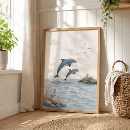 Personalised Ocean Nursery Prints – Set of 3 Watercolour Coastal Wall Art