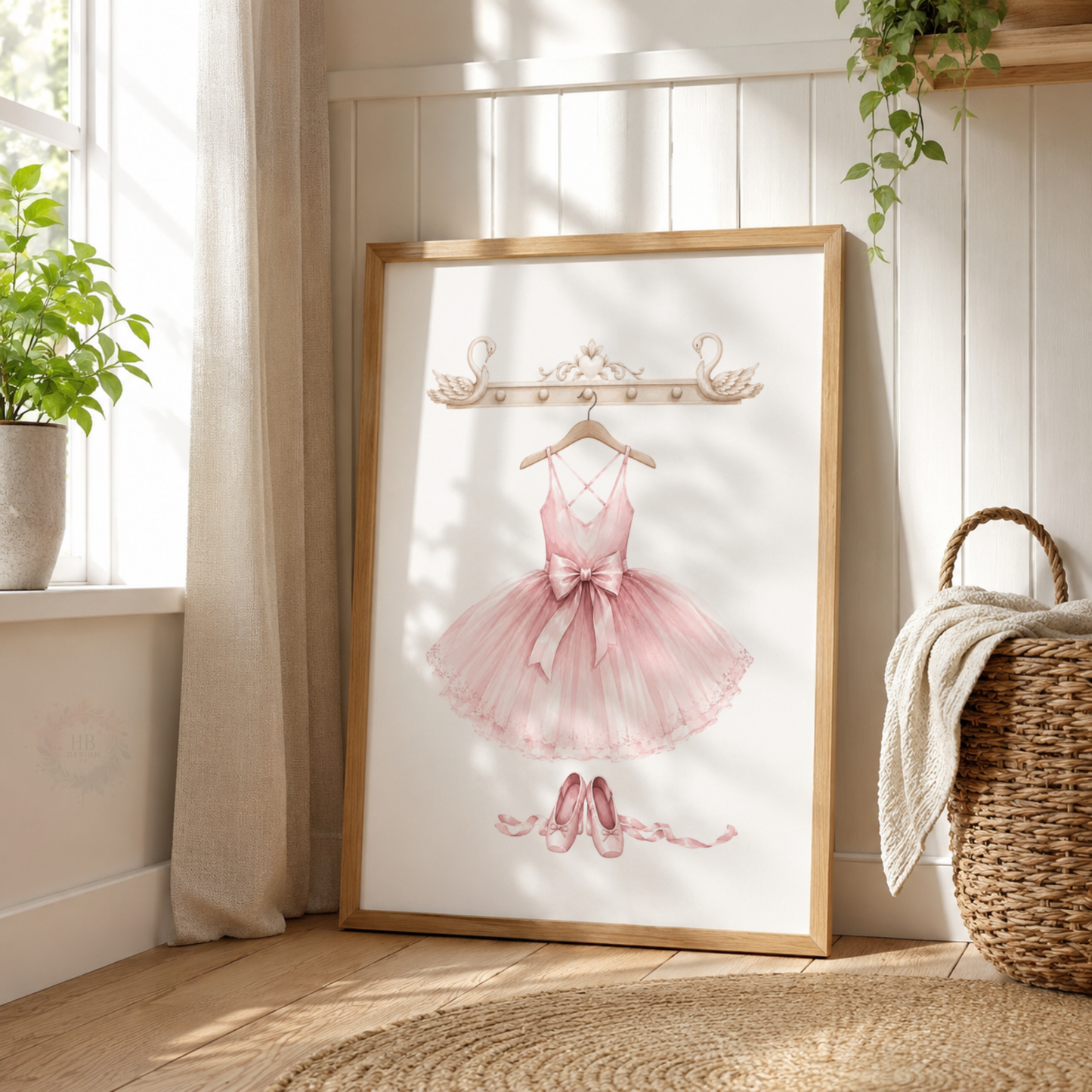 Pink Ballerina Nursery Wall Art Print Set – Ballet Dancer, Tutu & Ballet Shoes