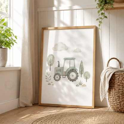 Little Green Machines – Personalised Set of 3 Construction Nursery Prints