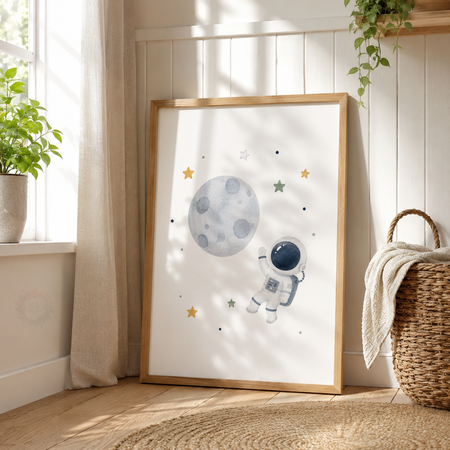 Space Nursery Wall Art Set – Rocket, Astronaut & Planet Prints