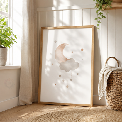 Little Dreams Big Adventures Nursery Prints – Set of 3 Neutral Moon & Stars Wall Art