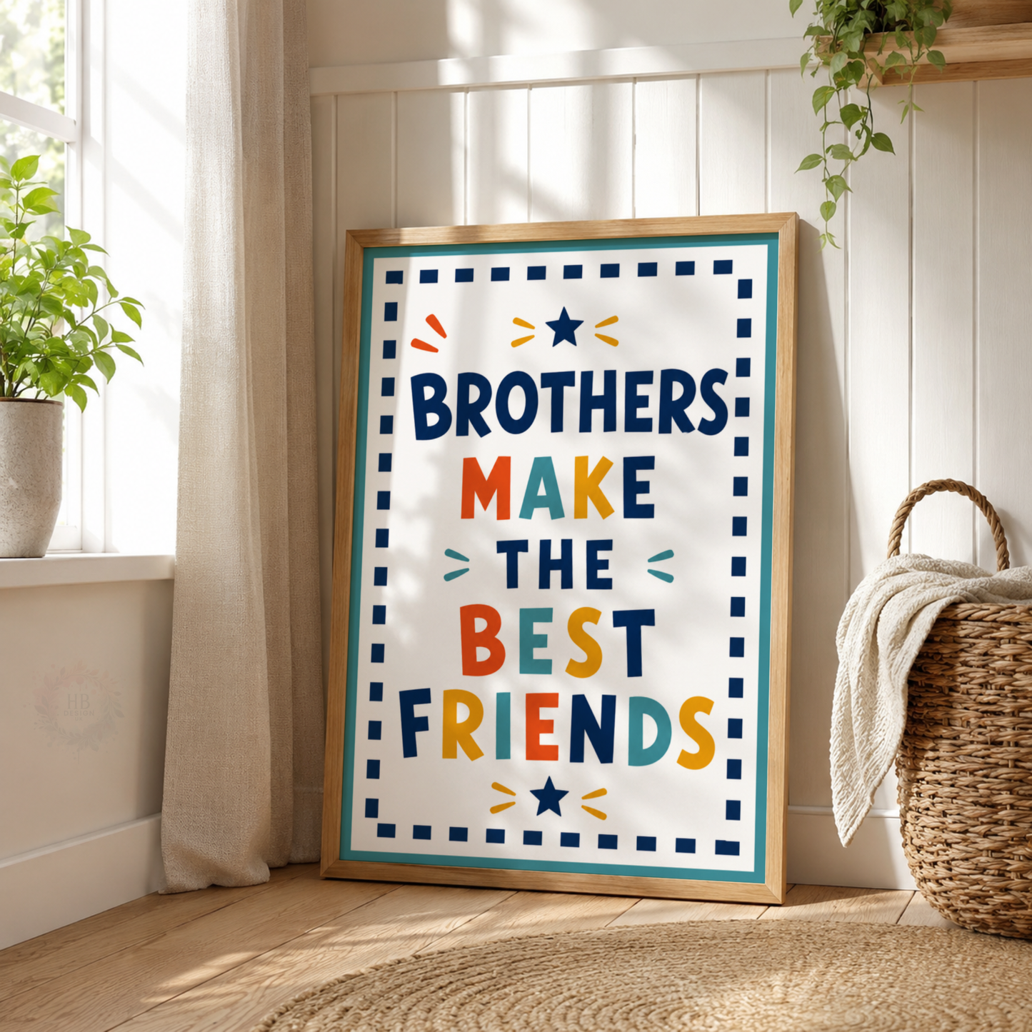 Personalised Brothers Initial Print Set – Colourful Boys Bedroom Wall Art