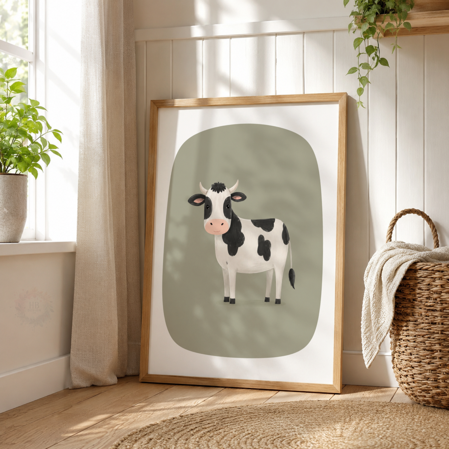 Farm Animal Nursery Prints – Pig, Cow & Sheep Wall Art Set