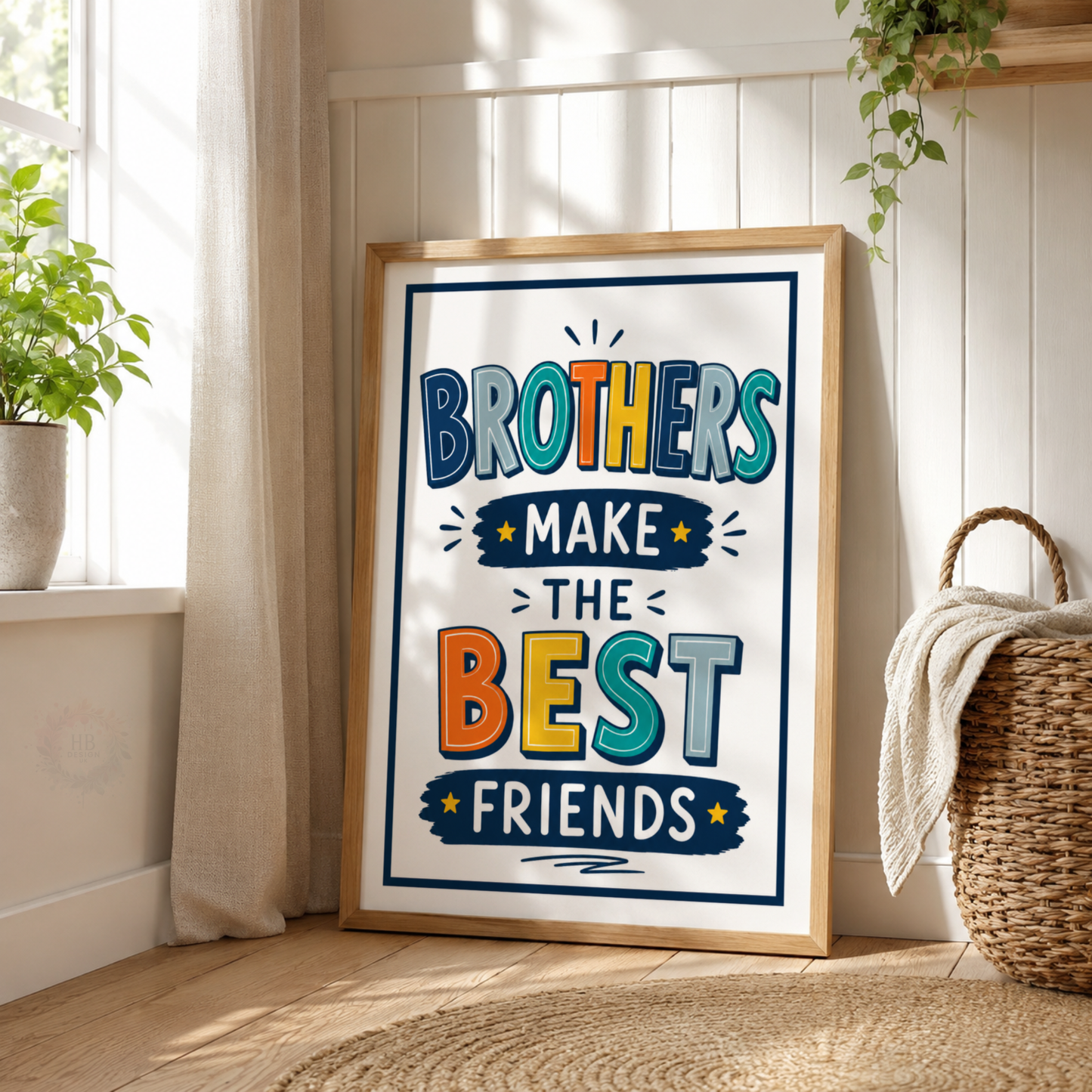 Colourful Big Bro & Lil Bro – Personalised Brothers Print Set