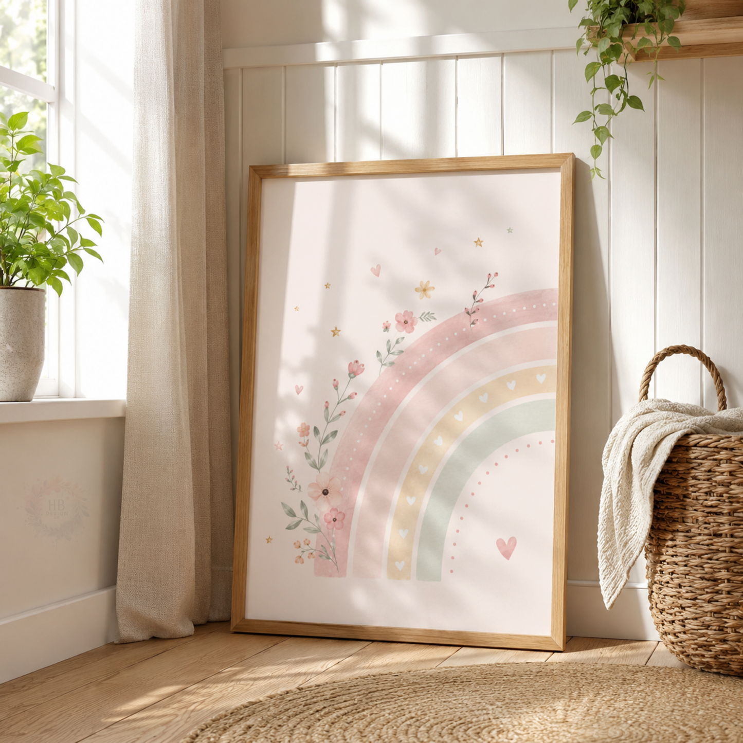 Pastel Unicorn Rainbow Nursery Wall Art Set – Pink Girls Bedroom Prints