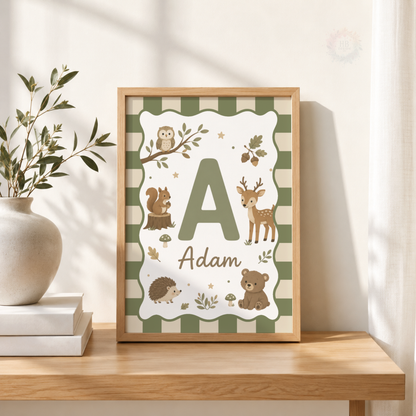 Woodland Friends – Personalised Set of 3 Woodland Animal Nursery Prints