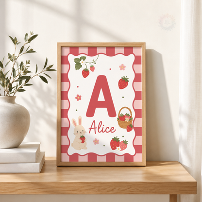 Strawberry Garden – Personalised Set of 3 Nursery Prints