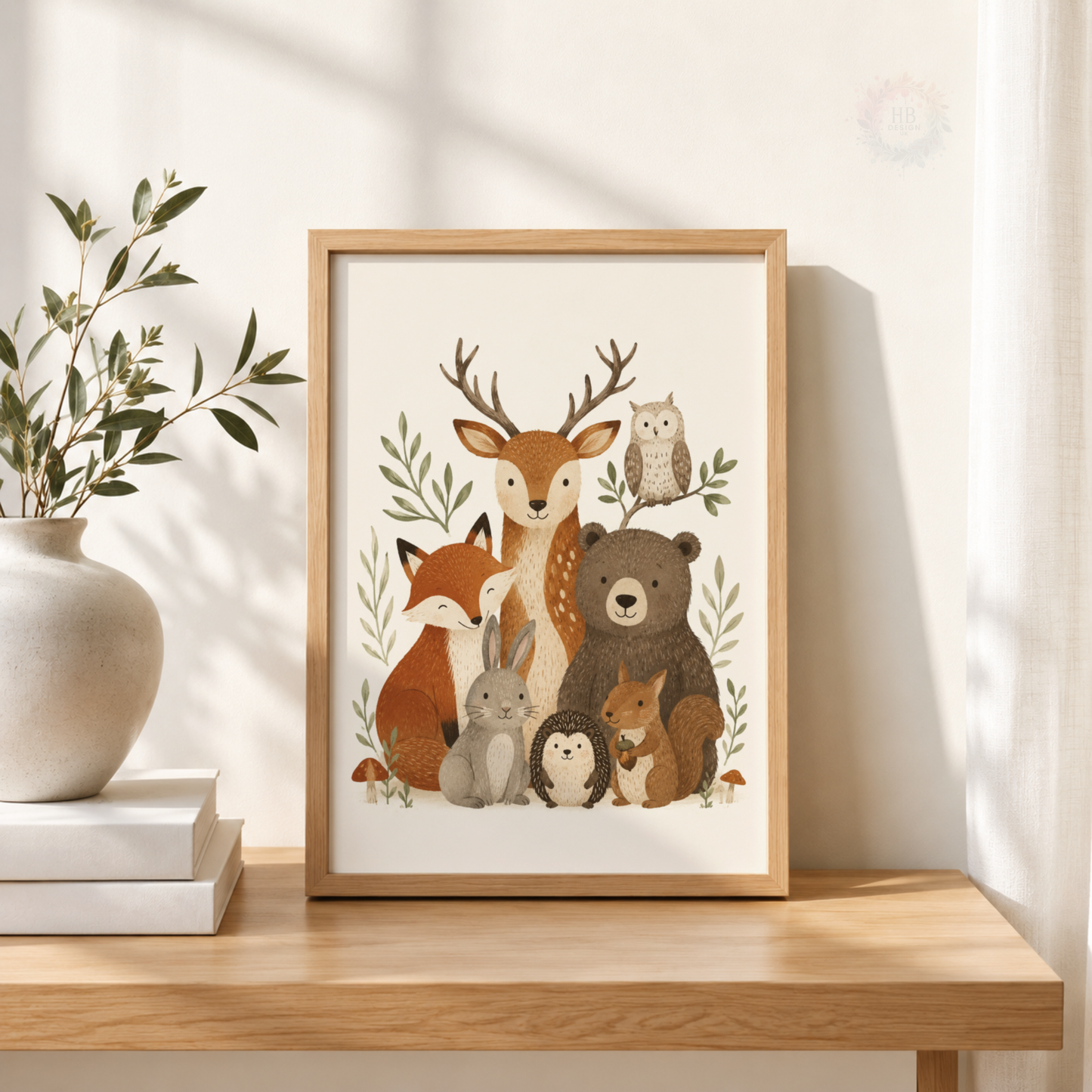 Woodland Animals Nursery Print – Forest Friends Kids Wall Art