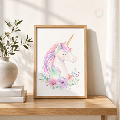 Unicorn Rainbow Nursery Prints – Pastel Girls Bedroom Wall Art Set