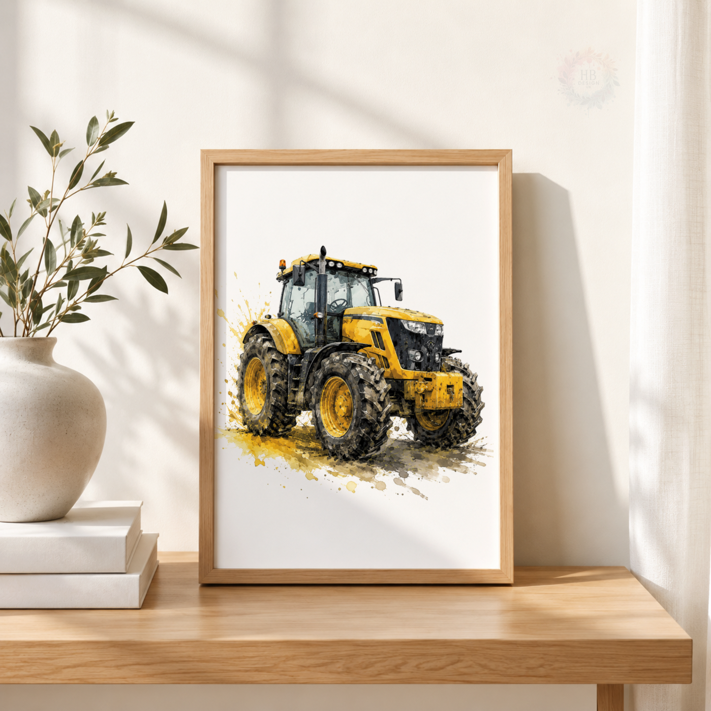 Tractor Nursery Wall Art Set – Red, Yellow & Green Farm Tractor Prints