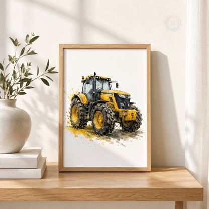Tractor Nursery Wall Art Set – Red, Yellow & Green Farm Tractor Prints