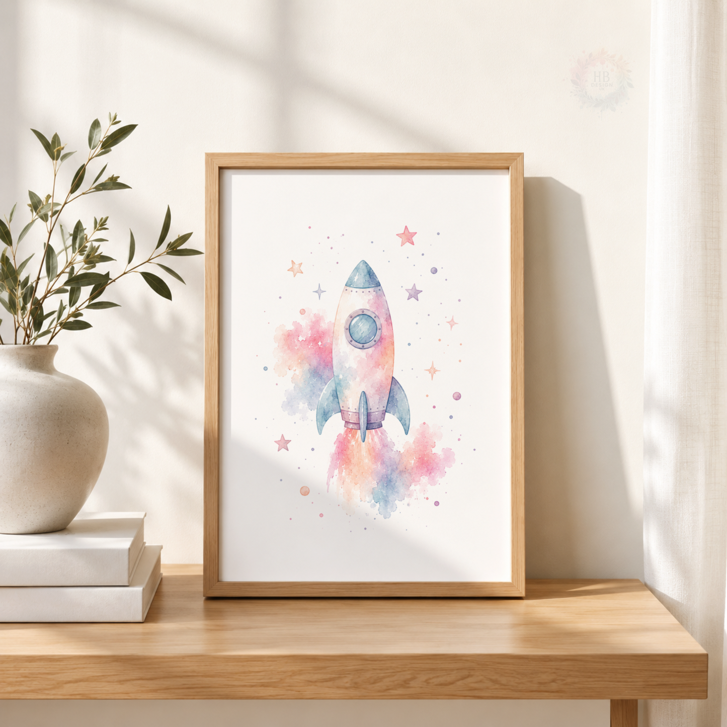Pastel Space Adventure Prints – Set of 3 Watercolour Nursery Wall Art