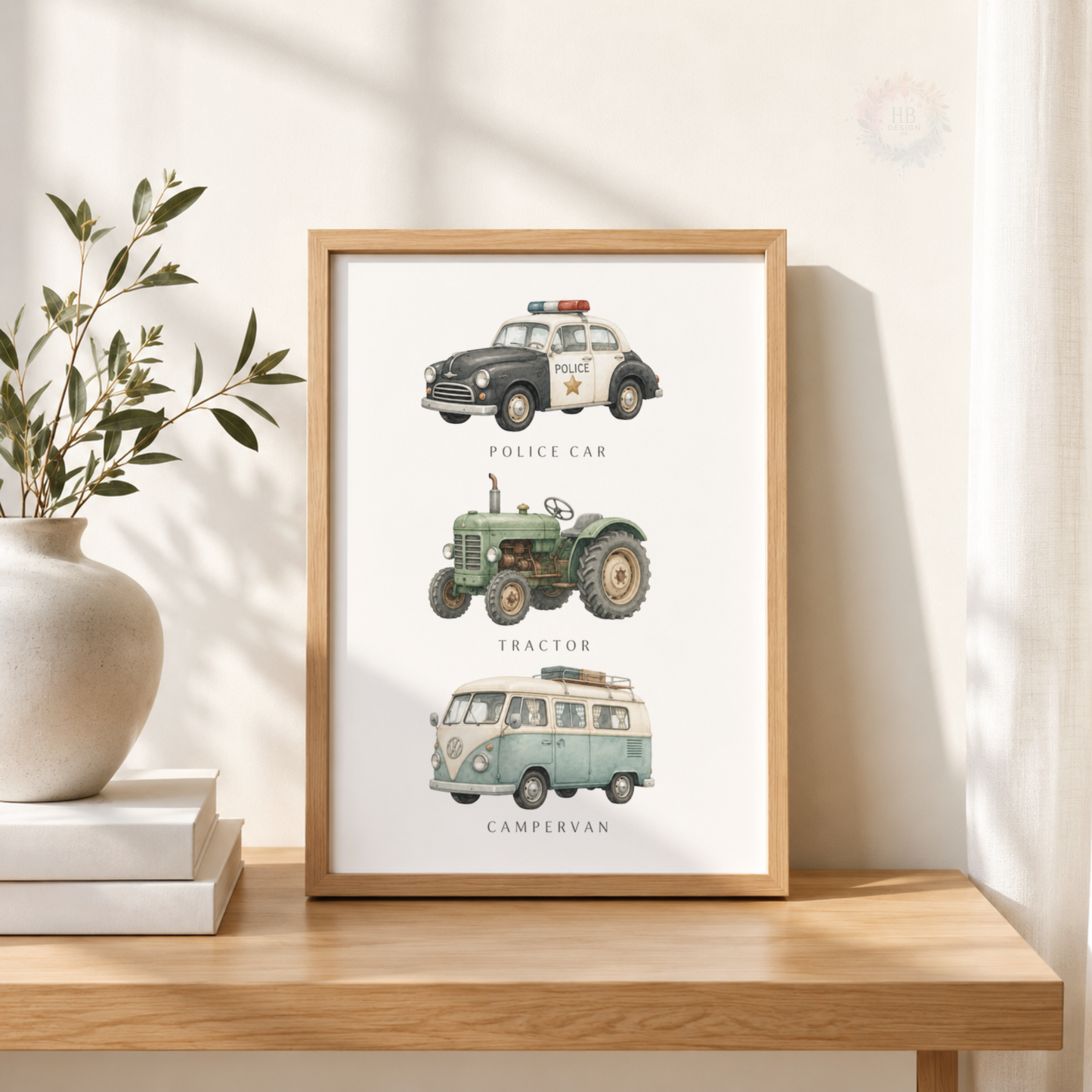 Vintage Transport Nursery Prints – Set of 3 Vehicle Wall Art for Boys’ Bedroom