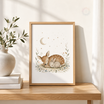 Woodland Animals Nursery Prints – Set of 3 Sleepy Forest Animal Wall Art