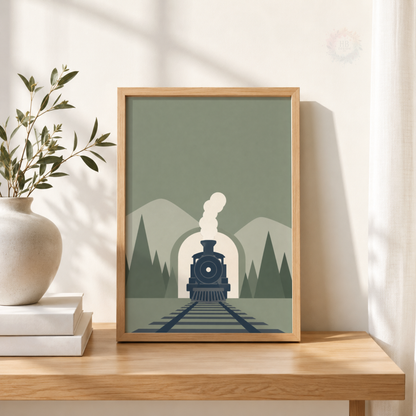 Vintage Train Wall Art Set – Mountain Railway Nursery Prints