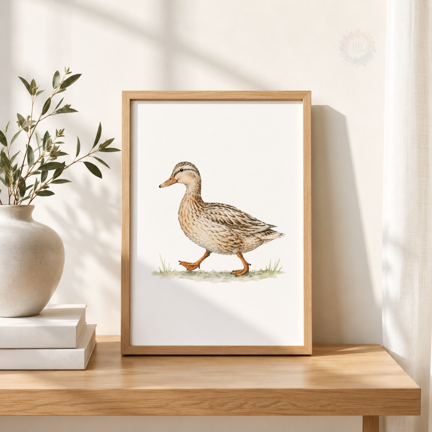 Duck Family Nursery Prints – Mallard, Duck & Ducklings Farm Animal Wall Art Set