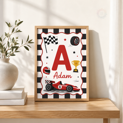 Race Day – Personalised Set of 3 Racing Car Nursery Prints